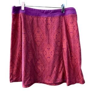 PrAna Mini Skirt Sz L Orange Purple Geometric Tennis Pickle Ball Activewear